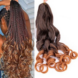 AliLeader 150g 24inch Ombre Synthetic Loose Wave Crochet Braids Hair Extensions Yaki Pony Style Spiral French Curl Braiding Hair