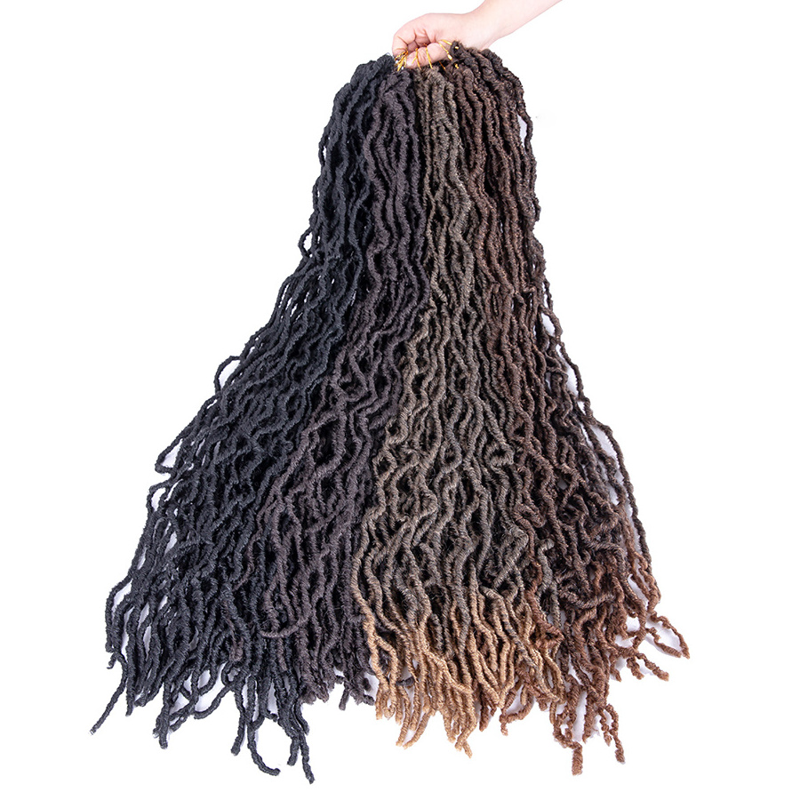 AliLeader 36 Inch Goddess Faux Locs Crochet Braid Ombre Synthetic Pre-looped Nu Soft Locs Crochet Hair Extension for Black Women