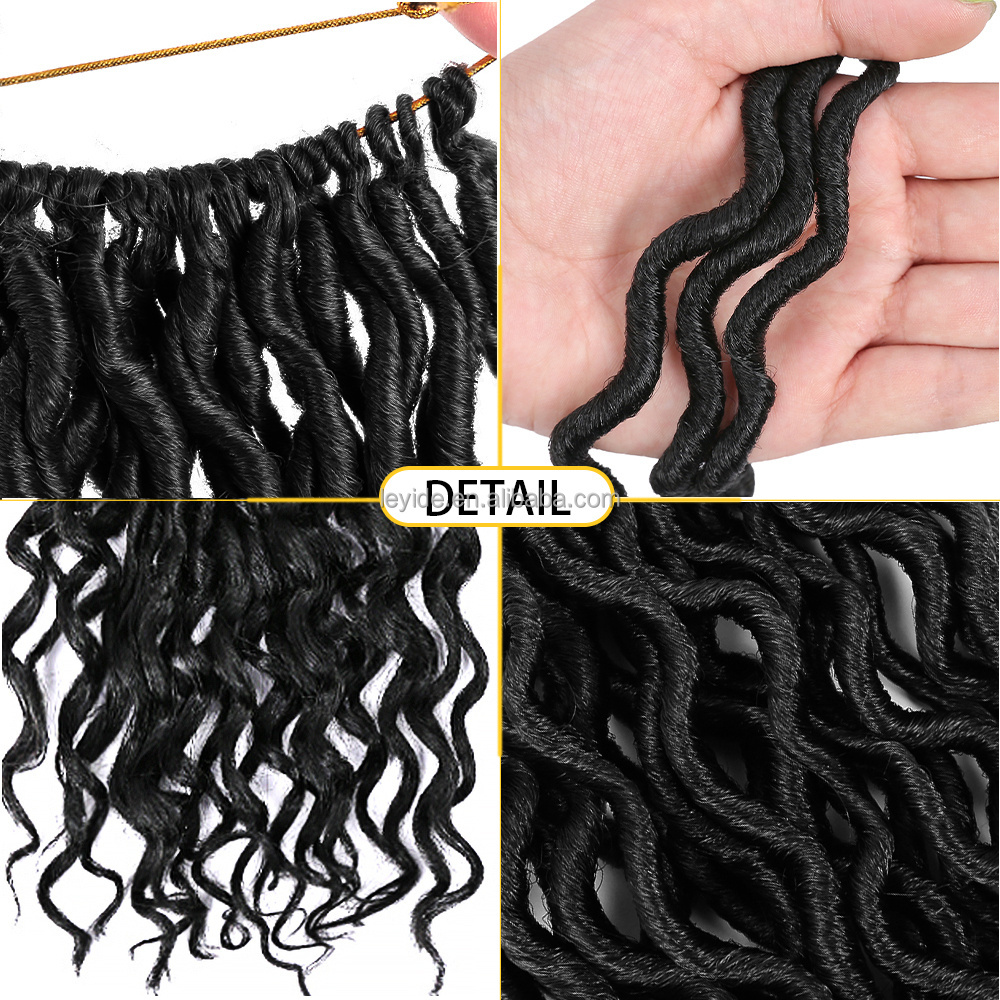 AliLeader Synthetic Crochet Braid Hair 20 inch Ombre Wavy Faux Locs With Curly Ends Pre Looped Curly Goddess Locs Crochet Hair