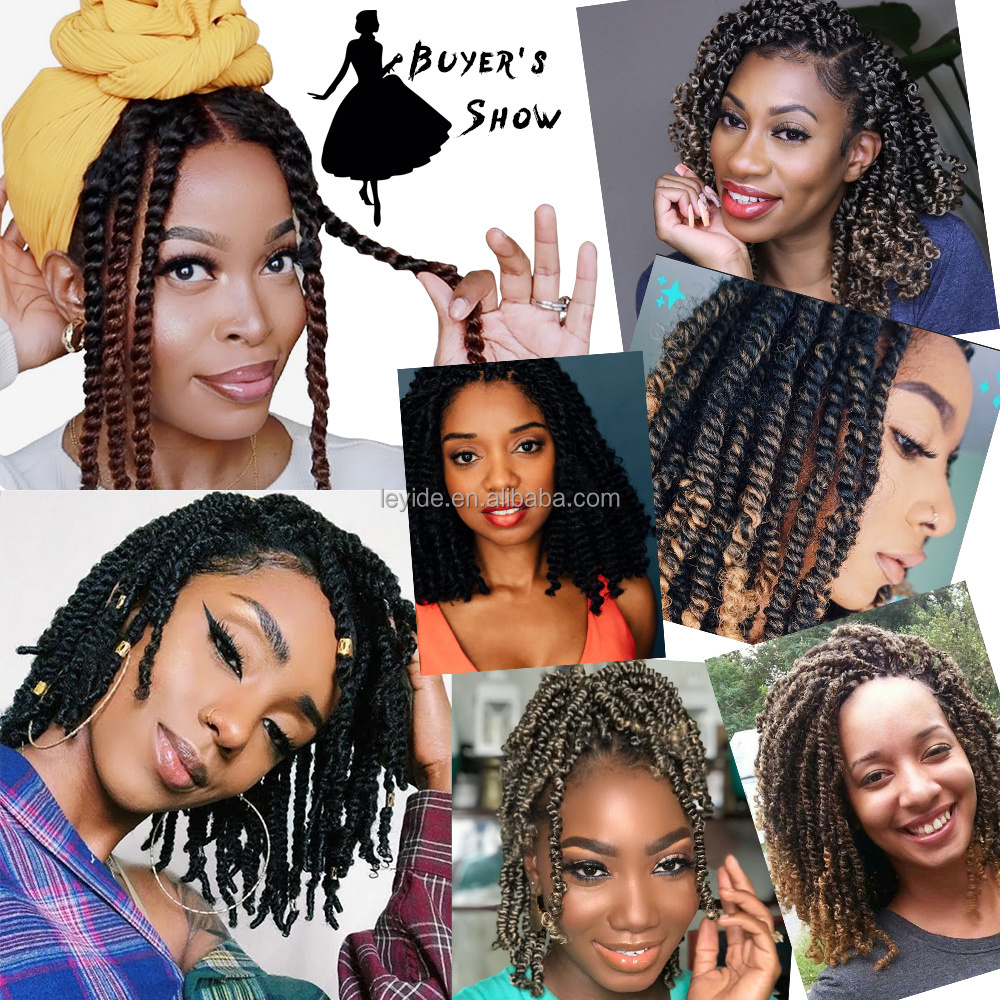 AliLeader 12inch Pre Twisted Spring Bomb Nubian Twist Hair Pre-looped Ombre Ghana Mini Spring Twist Synthetic Crochet Braid Hair