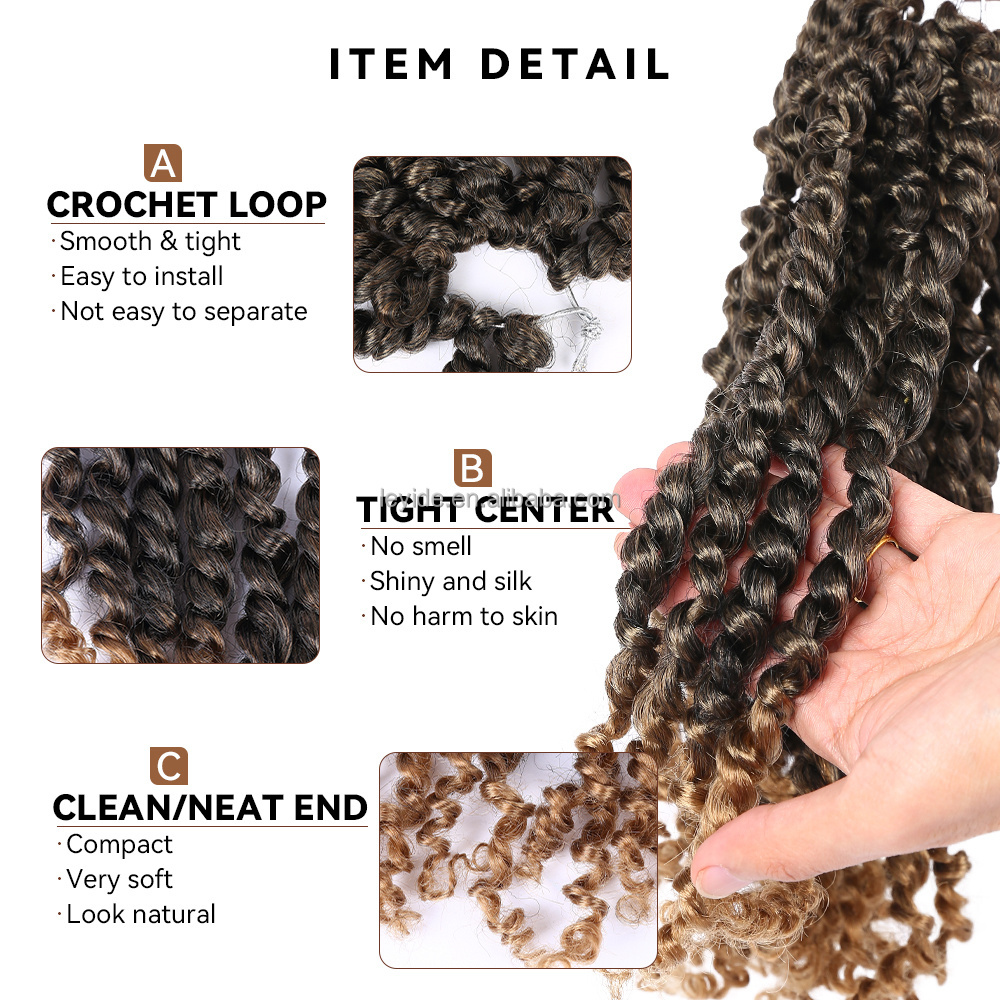 AliLeader 12 inch Ombre High Temperature Pre Twisted Spring Twist Hair Pre-looped Synthetic Crochet Braid Nubian Twist Hair