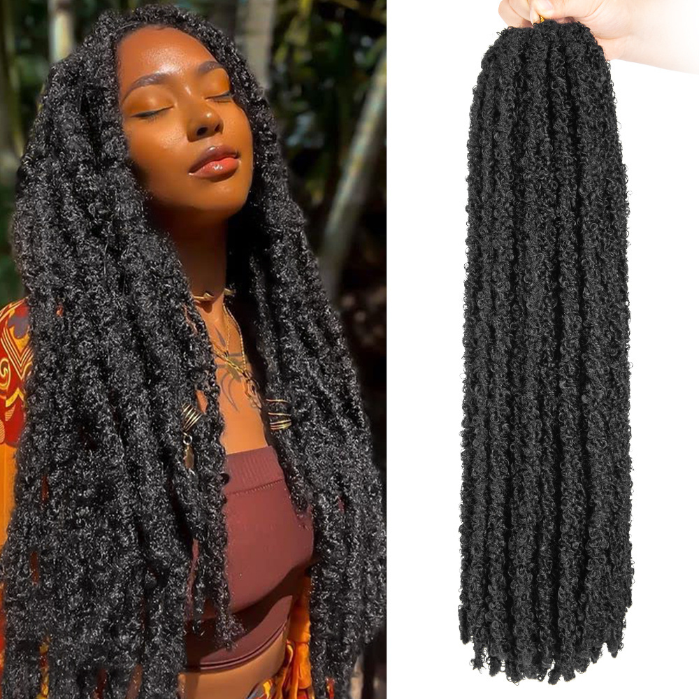 AliLeader Wholesale 30 24 18 12 inch Synthetic Butterfly Locs Crochet Twist Braiding Hair Butterfly Distressed Locs Crochet Hair