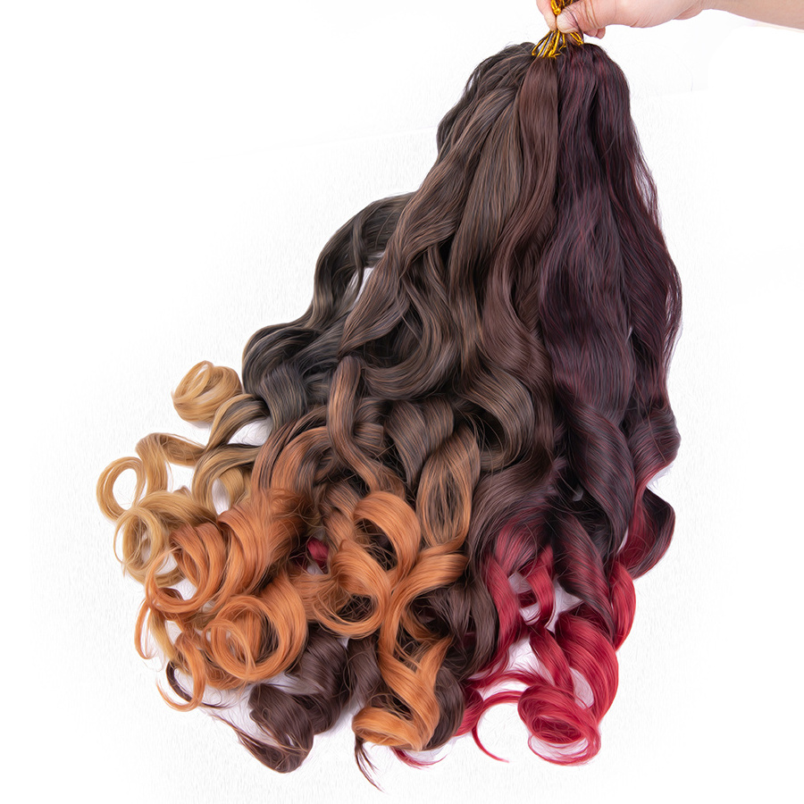 AliLeader 150g 24inch Ombre Synthetic Loose Wave Crochet Braids Hair Extensions Yaki Pony Style Spiral French Curl Braiding Hair