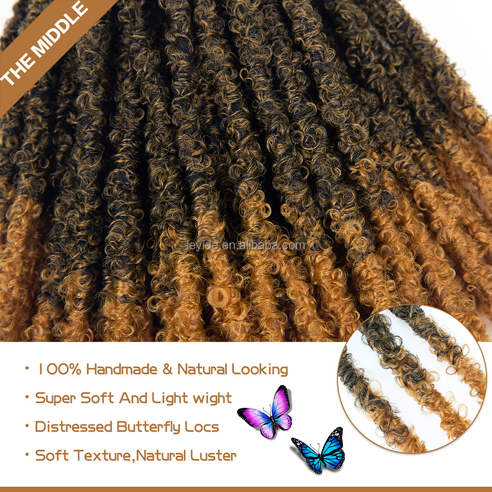 AliLeader Wholesale 30 24 18 12 inch Synthetic Butterfly Locs Crochet Twist Braiding Hair Butterfly Distressed Locs Crochet Hair