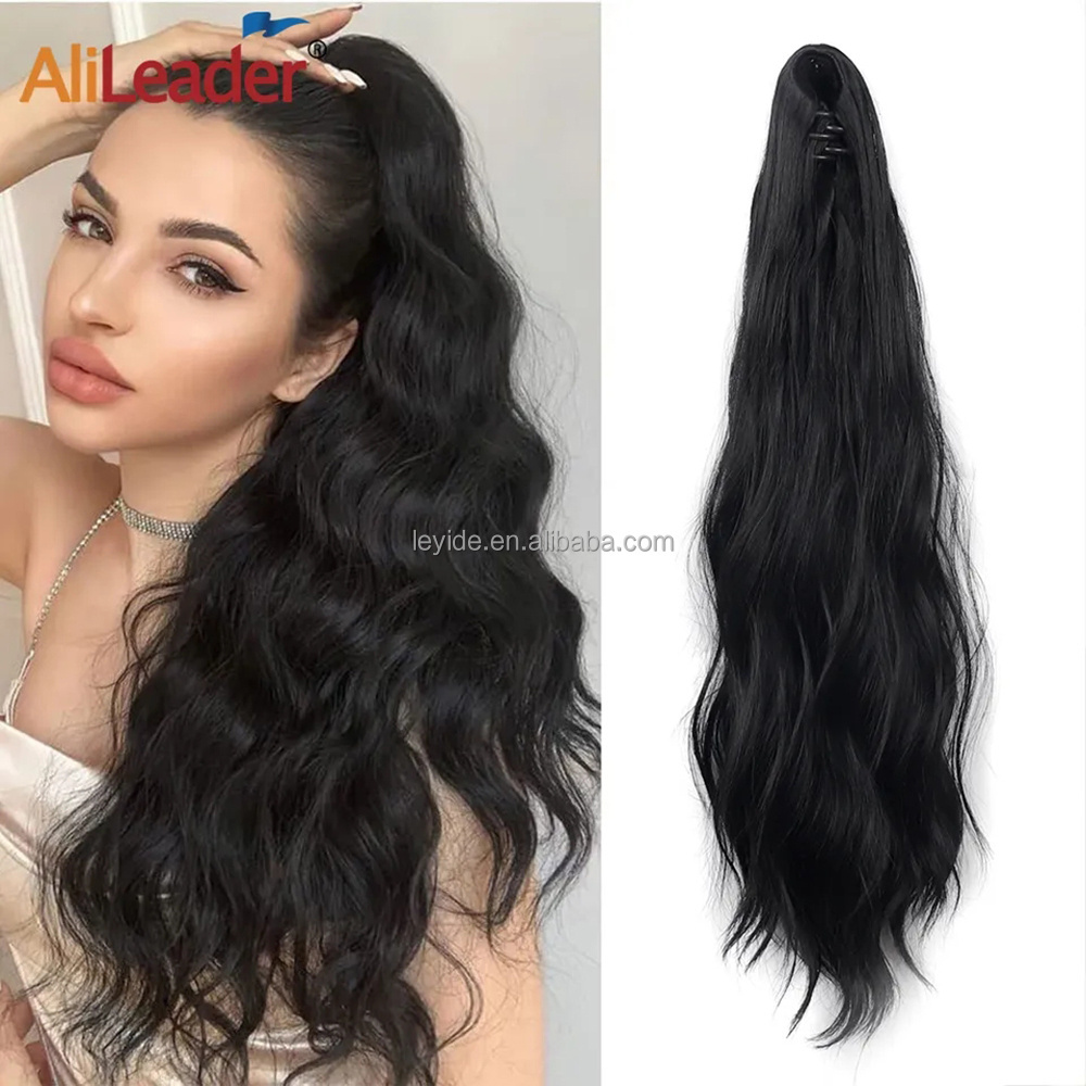 AliLeader 22inch Long Curly Synthetic Claw Clip Fake Pony Tail Hair Extensions Natural Loose Wave Hairpieces Ponytail for Women