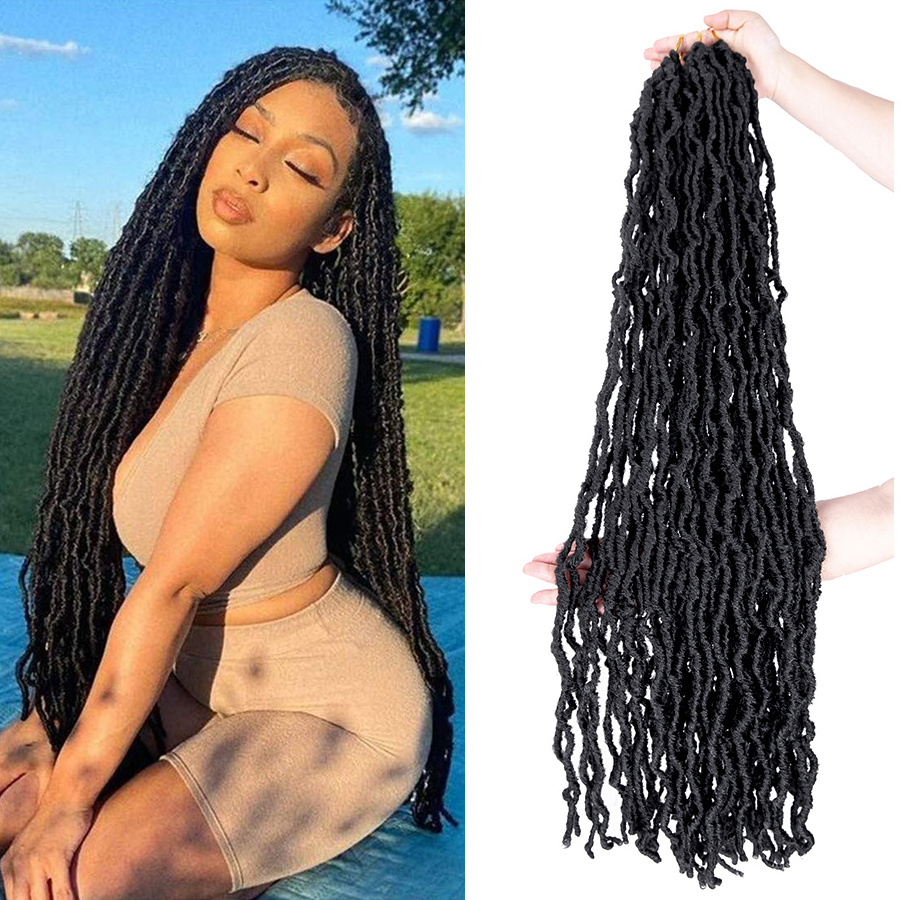 AliLeader 36 Inch Goddess Faux Locs Crochet Braid Ombre Synthetic Pre-looped Nu Soft Locs Crochet Hair Extension for Black Women