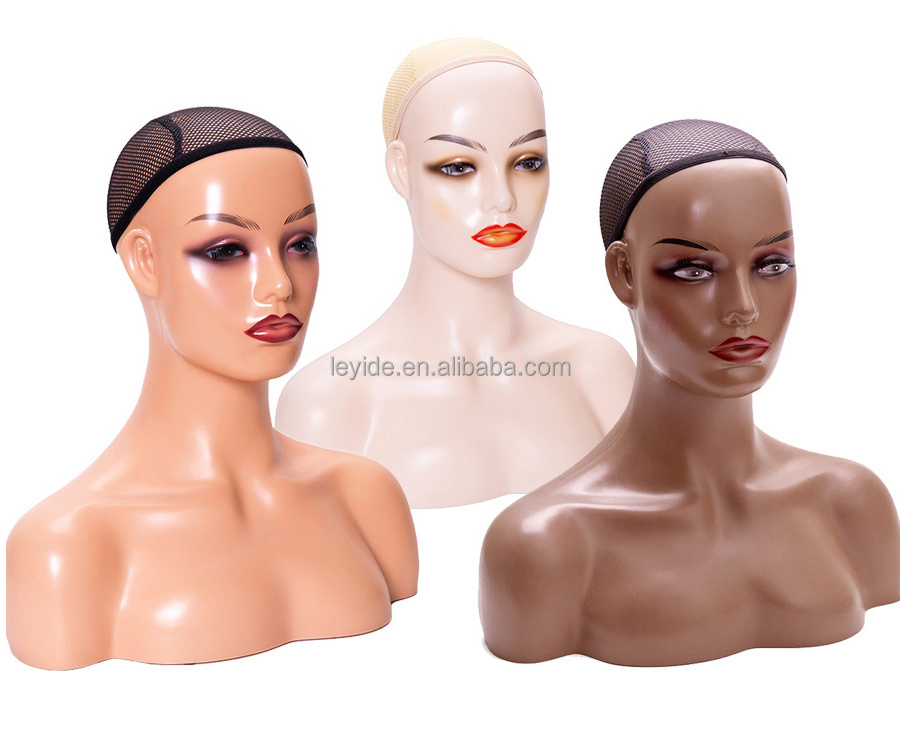 Wholesale Cheap Fashion PVC Bust Female Wig Display Realistic Mannequin Head with Shoulders