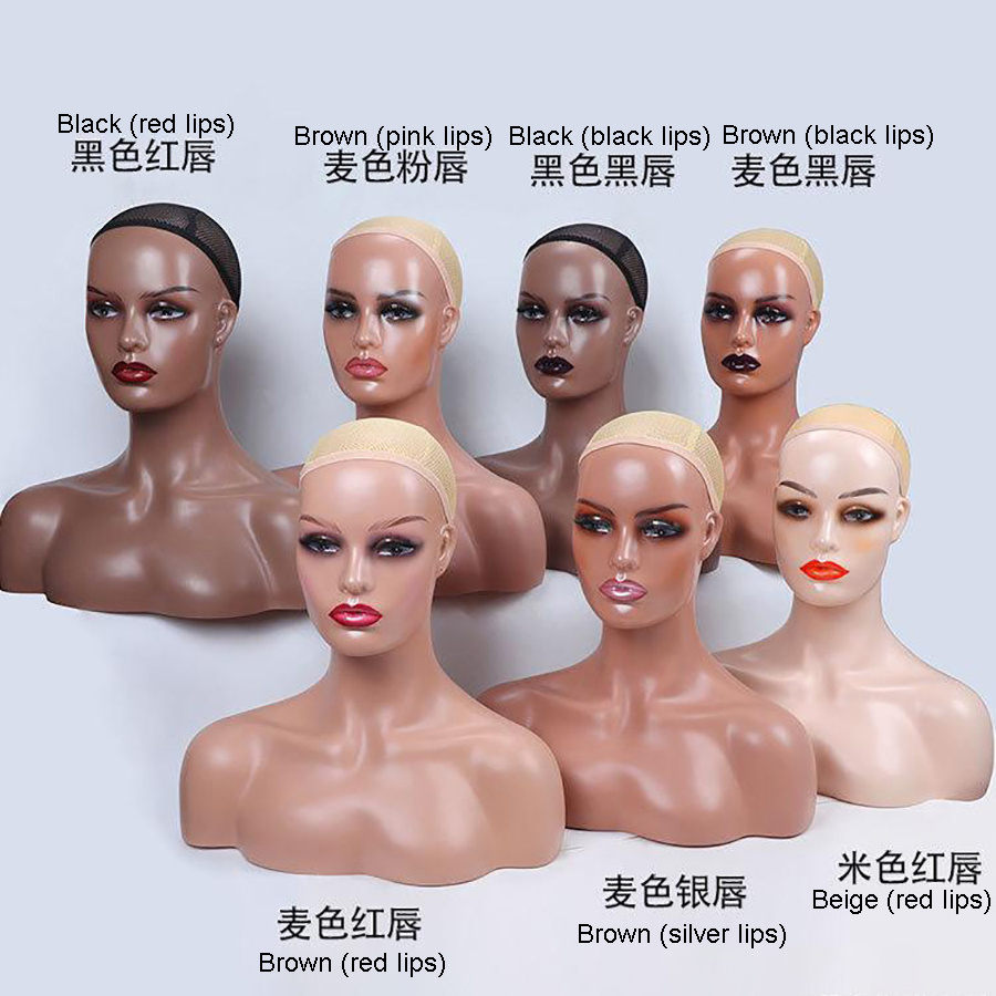 Wholesale Cheap Fashion PVC Bust Female Wig Display Realistic Mannequin Head with Shoulders