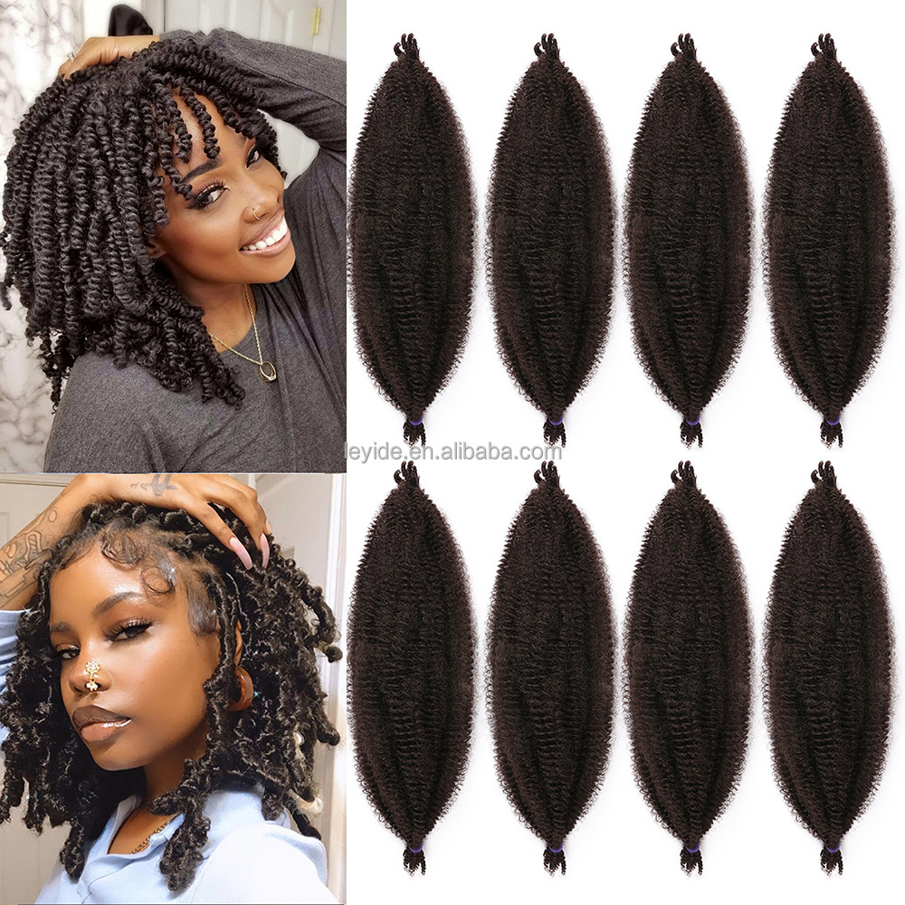 Wholesale 16 24inch Pre Fluffed Kinky Curly Braiding Hair Pre-Separated Springy Afro Twist Crochet Hair for Locs Hair Extensions