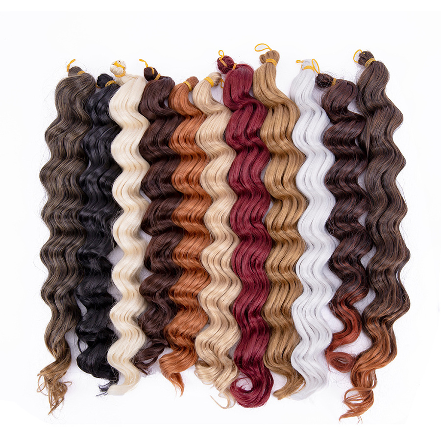 AliLeader Wholesale 18inch Synthetic Curly Wavy Ombre Braiding Hair Extensions Bulk Deep Wave Crochet Hair for Black Women