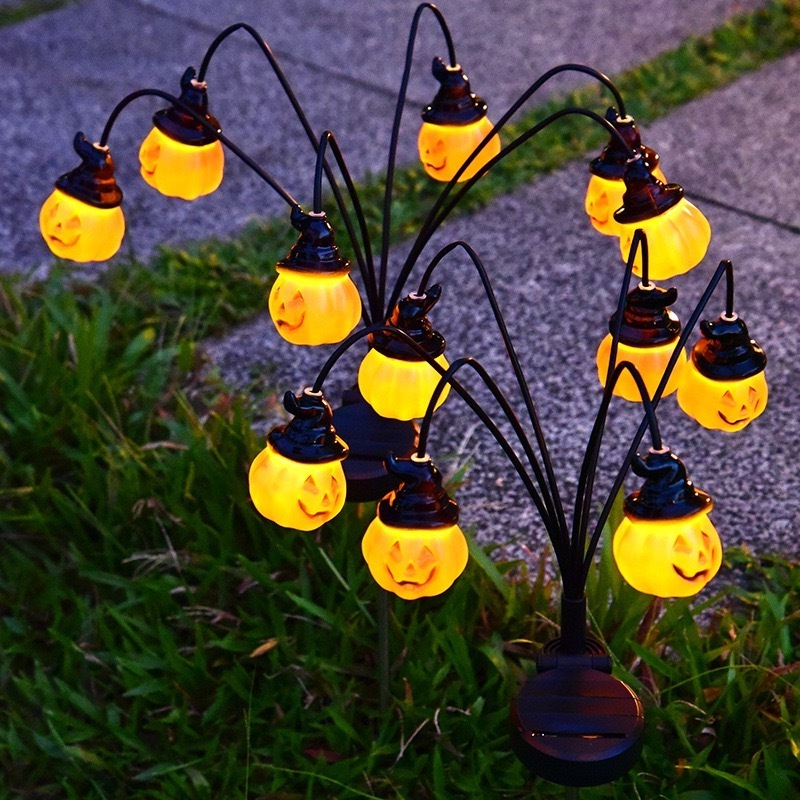 Solar Led Pumpkin Simulation 6 Eyeball Lights Halloween Holiday Decoration Garden Lights