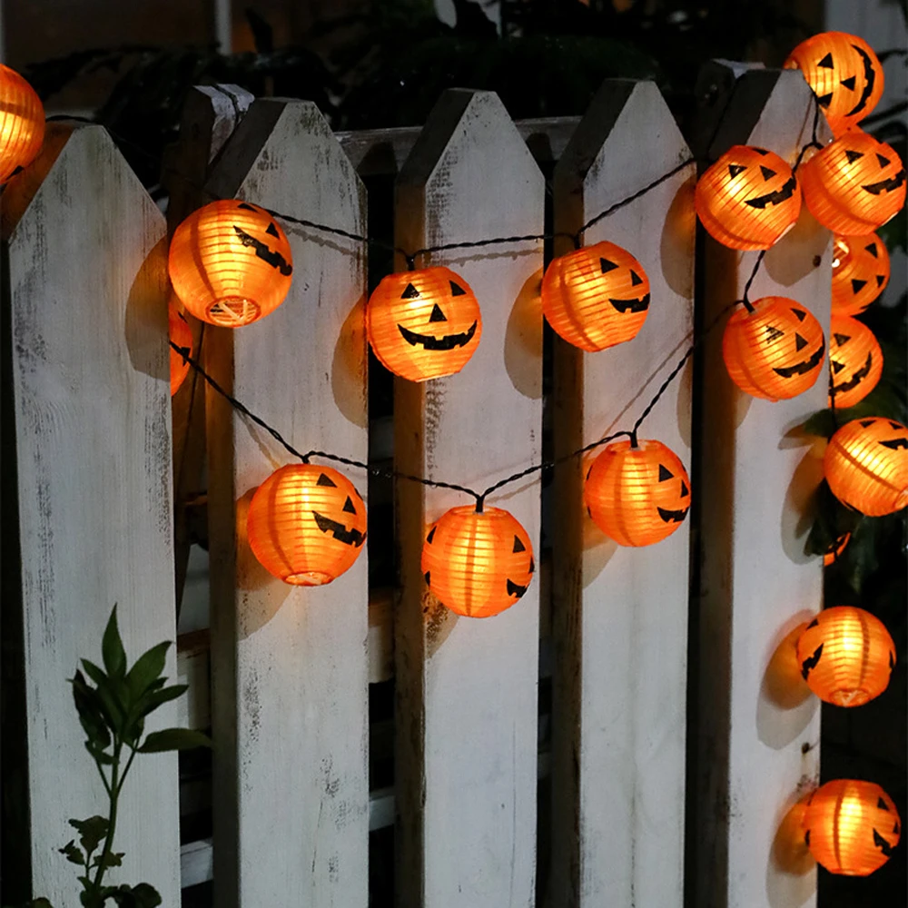 Halloween Holiday Pumpkin Lantern String Lights Solar powered 20 LED DIY Pumpkin Lantern Outdoor Lights for Halloween Decor