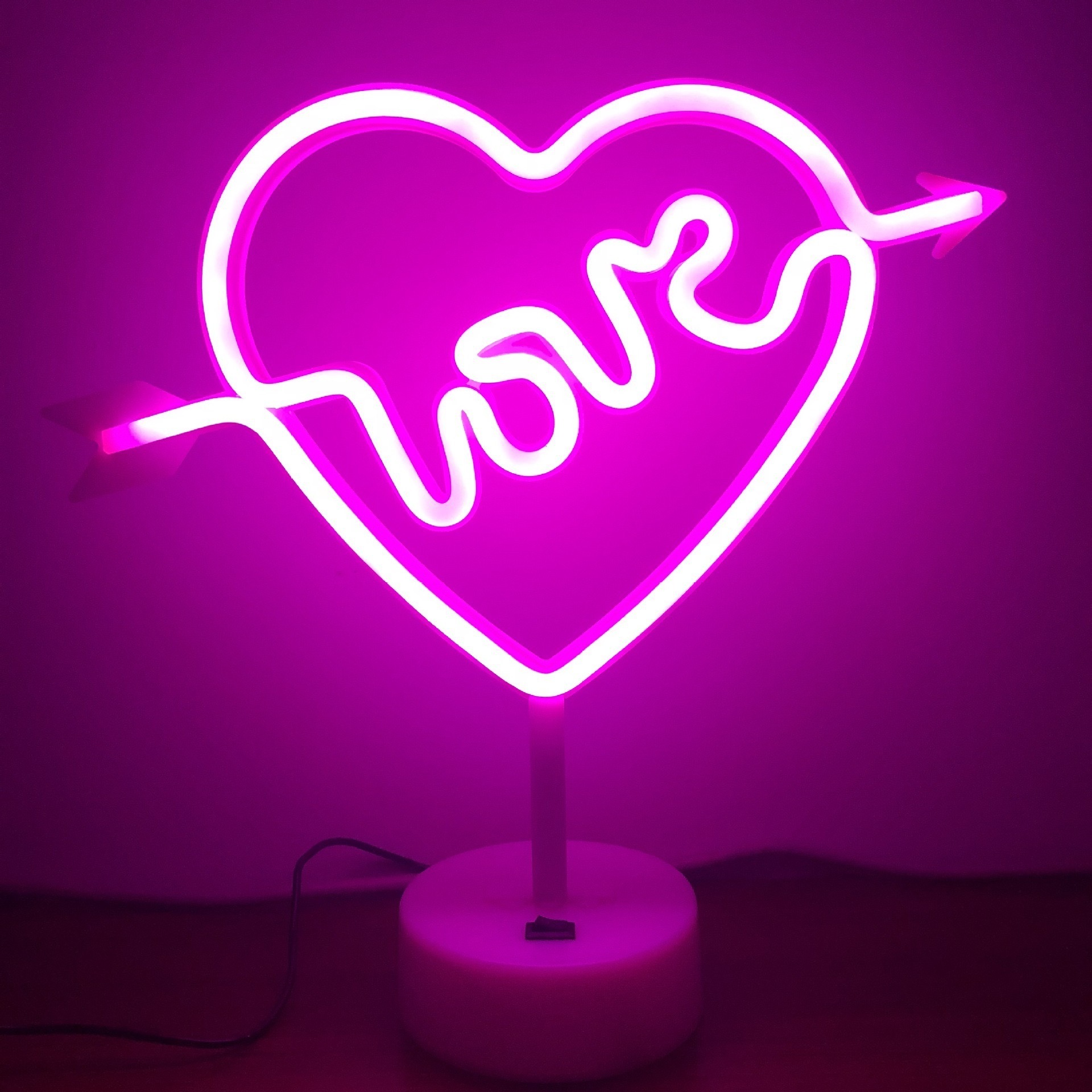 Factory Direct Led Neon Sign Lights With Holder Base Battery Powered Table Light For Reading Room Bedside Living Room