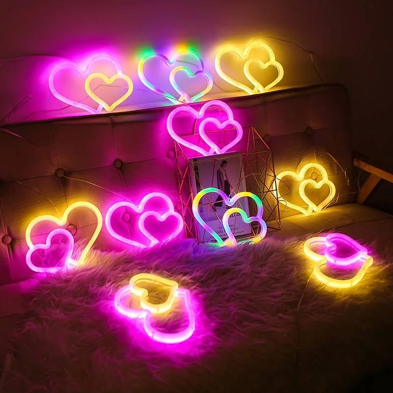 Heart LED Neon Sign Heart Home Decor Valentine's Day Wedding Party Wall Decor Bedroom Neon Light anime Decor Love Art