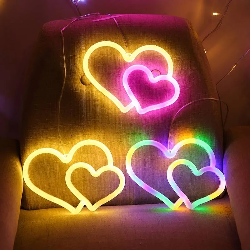 Heart LED Neon Sign Heart Home Decor Valentine's Day Wedding Party Wall Decor Bedroom Neon Light anime Decor Love Art