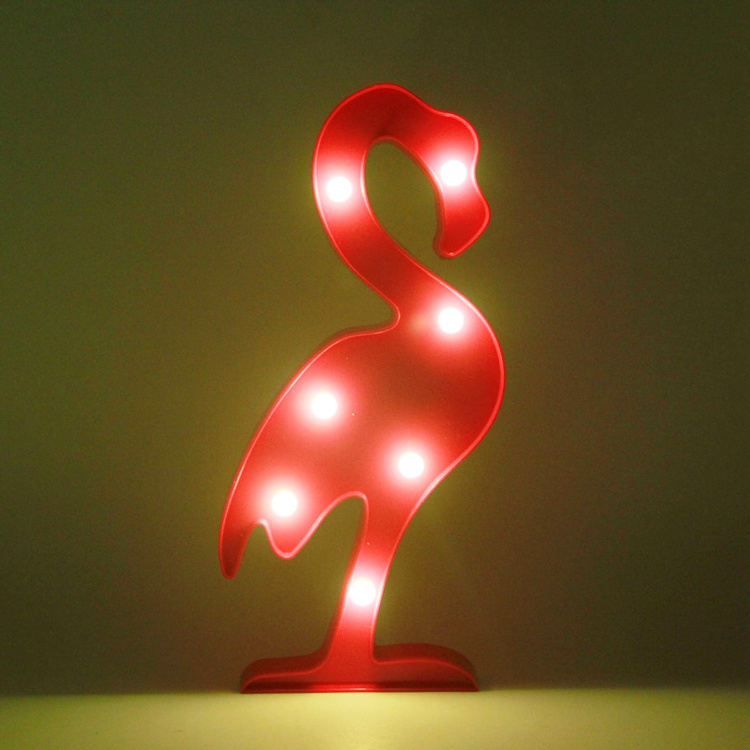 LED Flamingo Lamp Animal Shaped Night Light Indoor Marquee Plastic Table Lamp 3D LED Letter Sign Sleeping Room Decoration