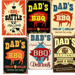 DAD'S BBQ Retro Metal Tin Signs Plaque Metal Wall Decor Barbecue Bar Pub Kitchen Party Zone Vintage Metal Signs Iron Painting