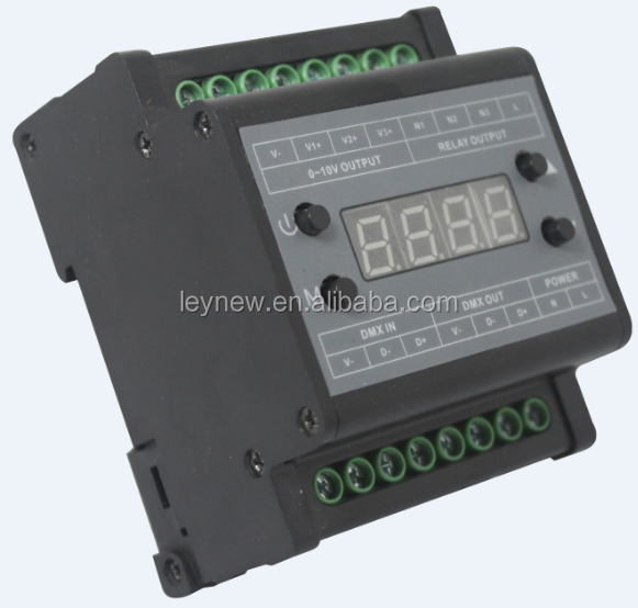 DMX303   DMX High voltage 0-10V output dimmer High Voltage 220Volt Led Dimmer Switch 3 Channels Rgb Triac Dimmer