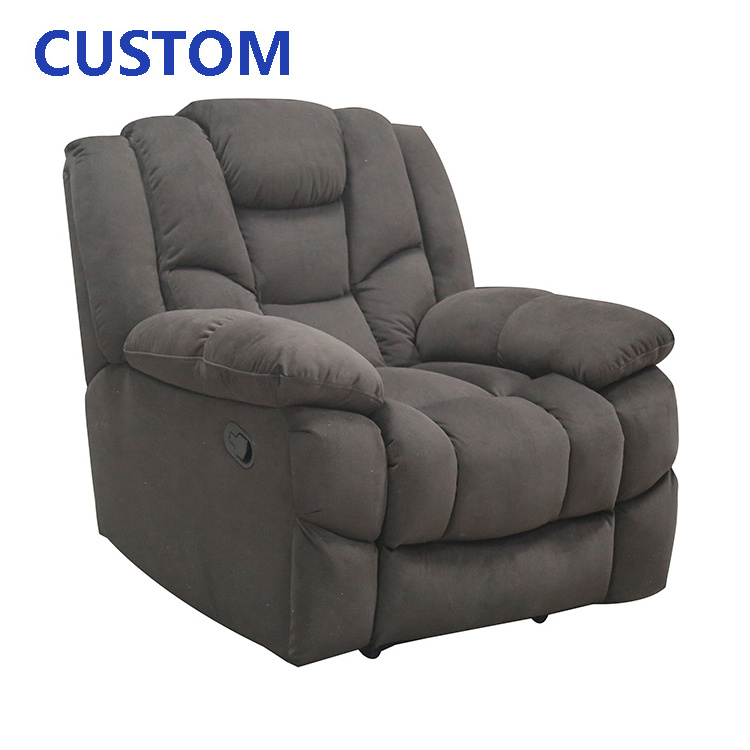 Factory Supply Home Furniture American Style Padded Suede Single Fabric Recliner Sofa