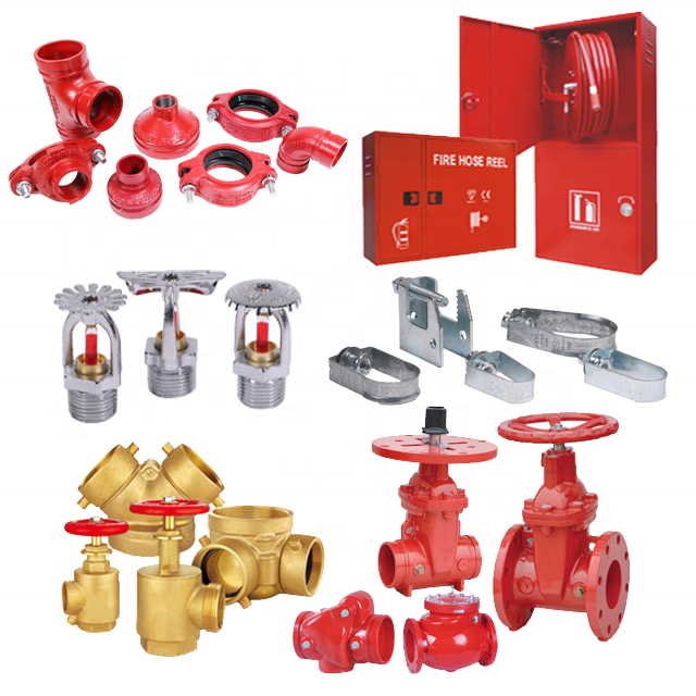 Fire Fighting system FM UL fire cabinet grooved fittings brass valves fire sprinklers clamps gate valves