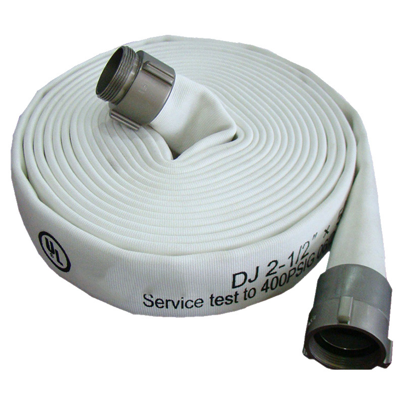 UL Fire Fighting Pipes Fire Protection System Cotton Canvas White PVC Rubber lined Oil Proof Fire Hose