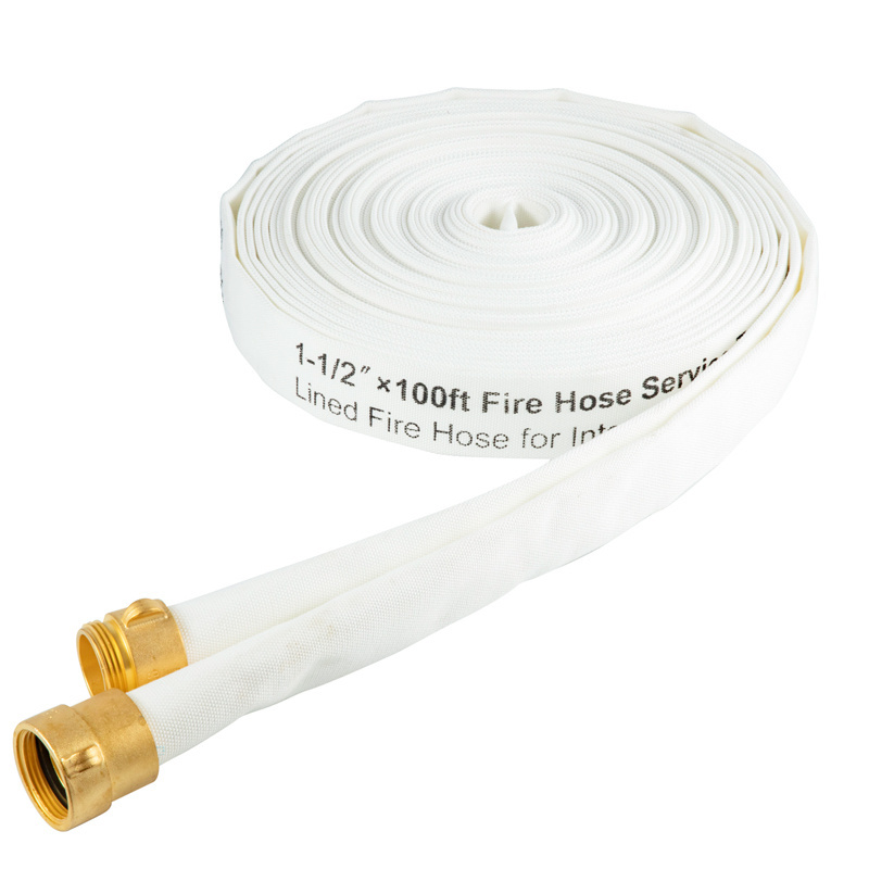 UL Fire Fighting Pipes Fire Protection System Cotton Canvas White PVC Rubber lined Oil Proof Fire Hose