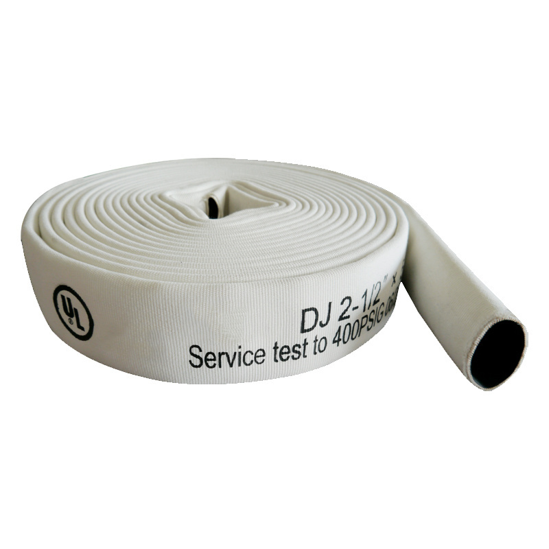 UL Fire Fighting Pipes Fire Protection System Cotton Canvas White PVC Rubber lined Oil Proof Fire Hose