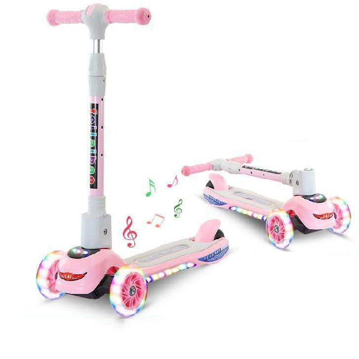 New model foldable baby toys kid scooter 3 wheel skate scooters folding children scooter with flash wheel and music