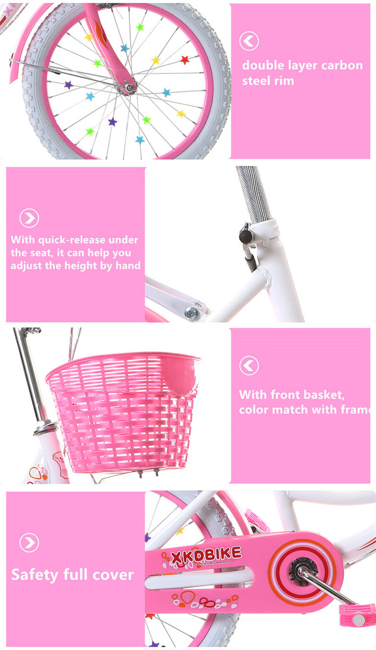 Wholesale Kids bike with training wheels / baby cycle white tyre girls bike 12 14 16 inch kids bike for age 3 6 8 year children