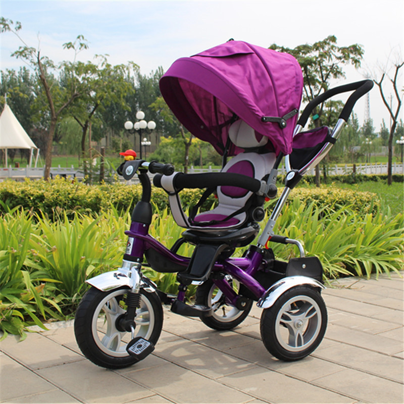 Wholesale baby tricycle /4 in 1 children trike bike for kids / 360  rotation baby 4 in 1 stroller tricycle with push handle