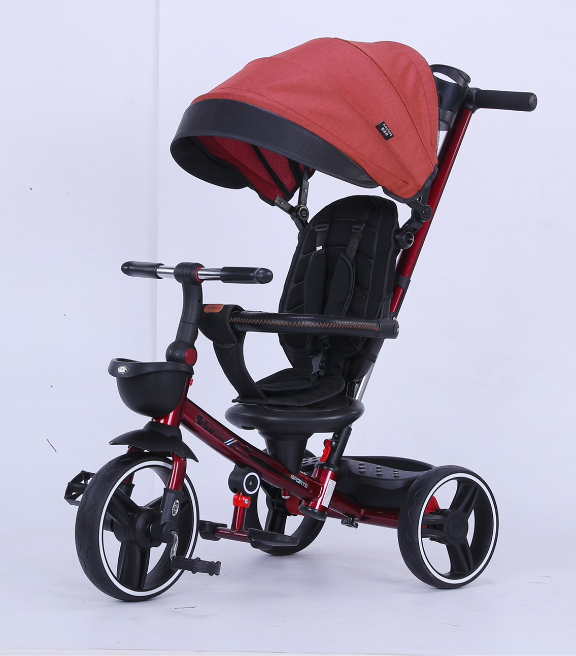 Children tricycle 3 wheels baby stroller / 3 EVA wheels push baby tricycle with canopy / foldable 4 in 1 baby tricycle