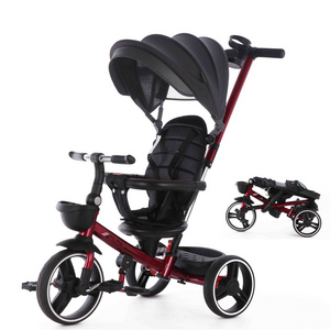 Children tricycle 3 wheels baby stroller / 3 EVA wheels push baby tricycle with canopy / foldable 4 in 1 baby tricycle