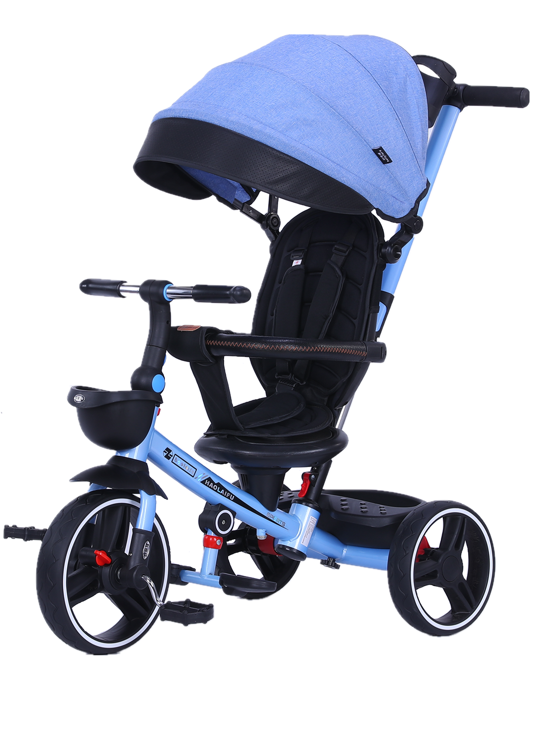 Children tricycle 3 wheels baby stroller / 3 EVA wheels push baby tricycle with canopy / foldable 4 in 1 baby tricycle