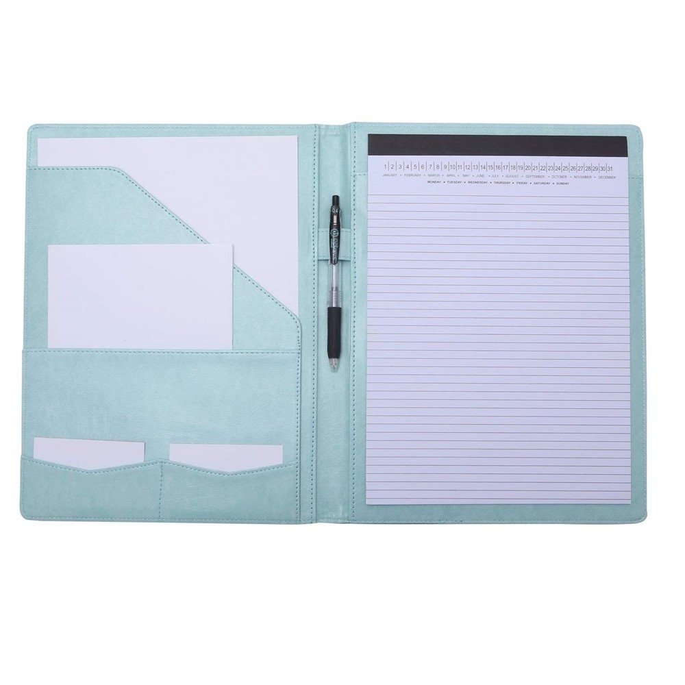 Wholesale Custom File Storage Organizer Card Holder A5 Pu Leather Portfolio File Folder With Pen Loop And Pocket