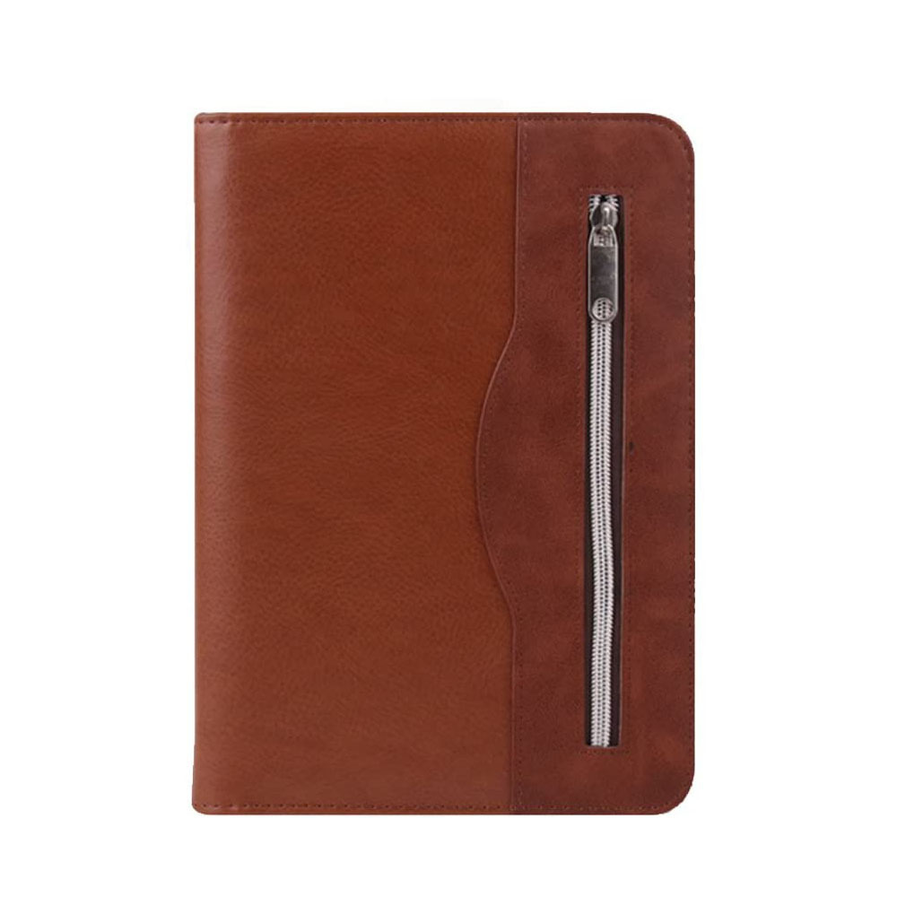 Portable Calculator Planner Multi-function Loose-leaf Binding Briefcase Zipper Portfolio Folder Premium Leather Binder Notebook