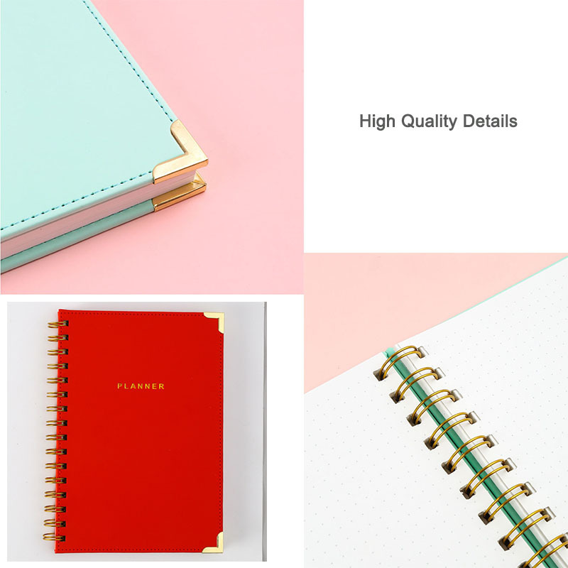 High Quality Office Notepad Wholesale Blank Journal Customized Dotted Lined Planner PU Leather Classmate Spiral Notebook