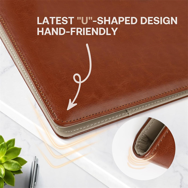 Pu Leather Padfolio Clipboard Folder All-in-One Portfolio Conference Organizer Binder with Business Card Holder