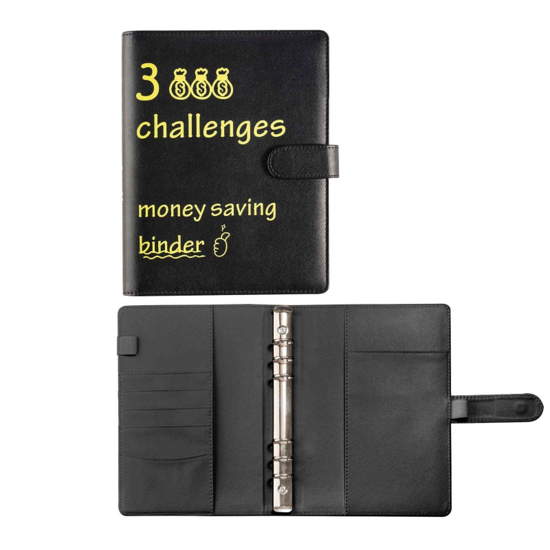 Spiral Saving $5050 Money Challenge In 100 Days A5 Goal Zipper Pocket PU leather Planner Notebook With Cash Envelope