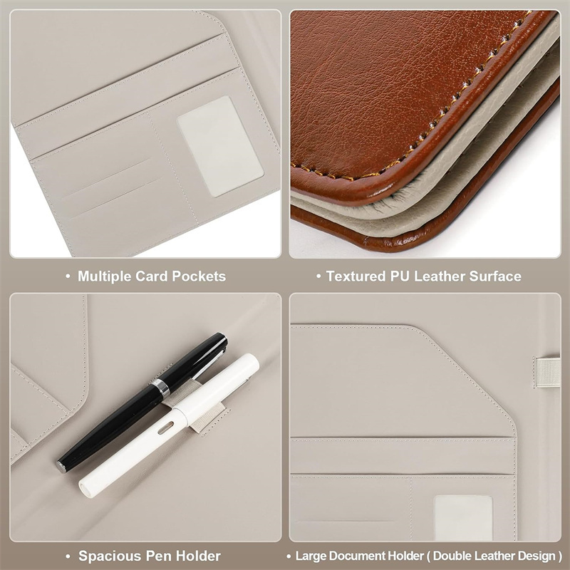 Pu Leather Padfolio Clipboard Folder All-in-One Portfolio Conference Organizer Binder with Business Card Holder