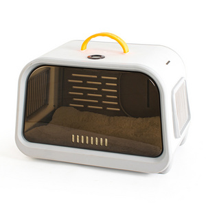 LEYOU Pet New Design Grey PP Plastic Pet Big Space Box Cat Travel Cage Pet Carriers with Thermometer