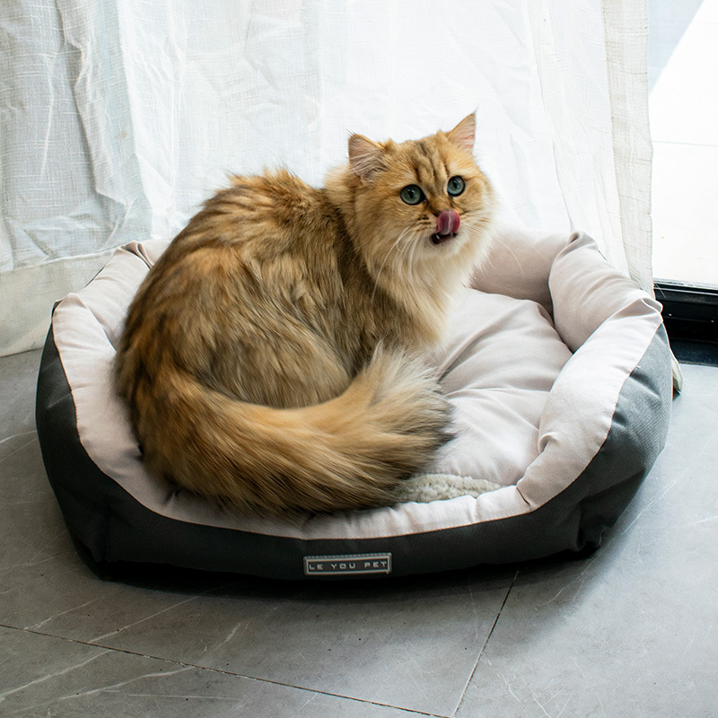 New Products Fluffy Soft 100% COTTON VELVET self warming pet bed Large Size Pet Cat Bed