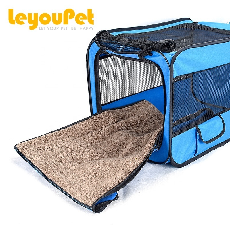 Leyou Pet Pop open dog kennel cat foldable travel cage fence bed travel carrier