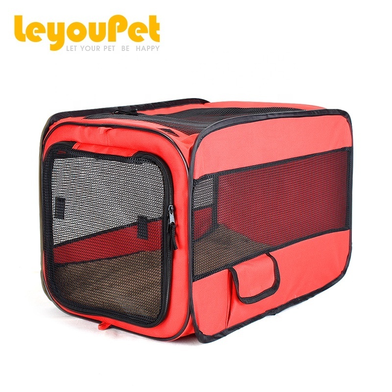 Leyou Pet Pop open dog kennel cat foldable travel cage fence bed travel carrier