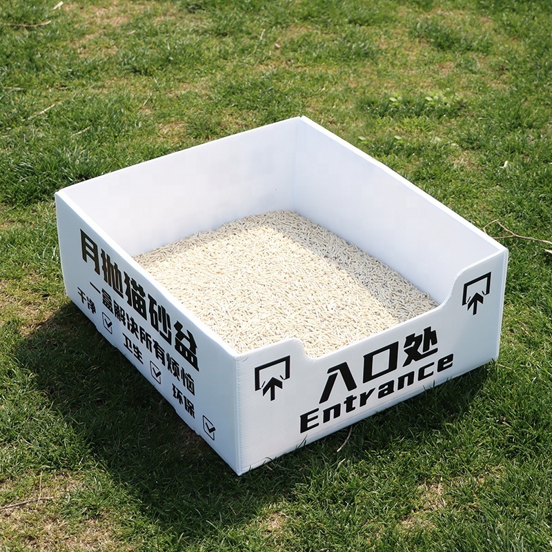 Wholesale Disposable PP Foldable Cat Litter Box  Portable Travel Cat Toilet Litter Box