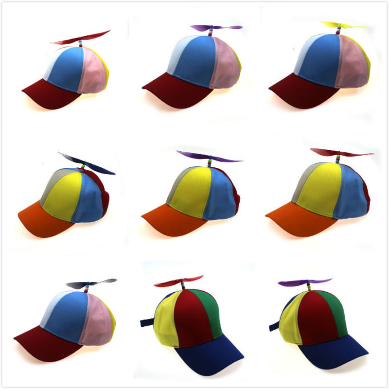 Wholesale Fashion Colorful 6 Panels Cotton Funny Baseball Caps Propeller Hat for Adults And Kids