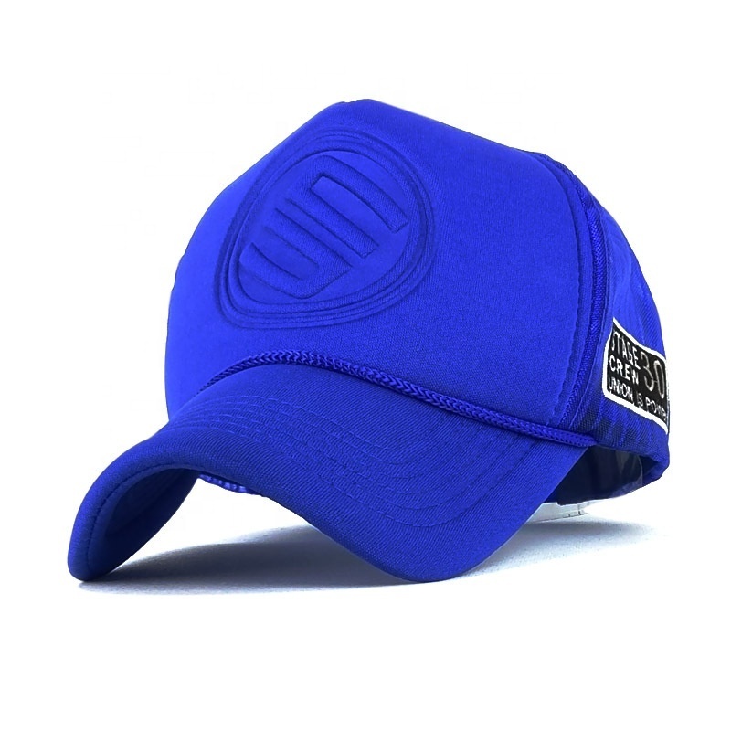 2024 Wholesale High Profile 5 Panel Mesh Foam Trucker Hat Cap Rope Embossed Hat For Men Women