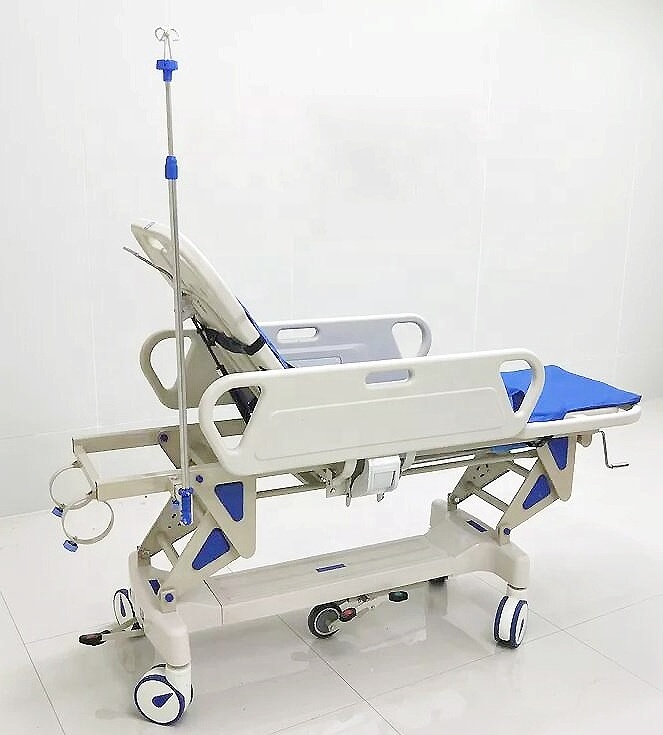 Hospital Medical Manual Stretcher Patient Transfer Trolley Medical Transport Bed