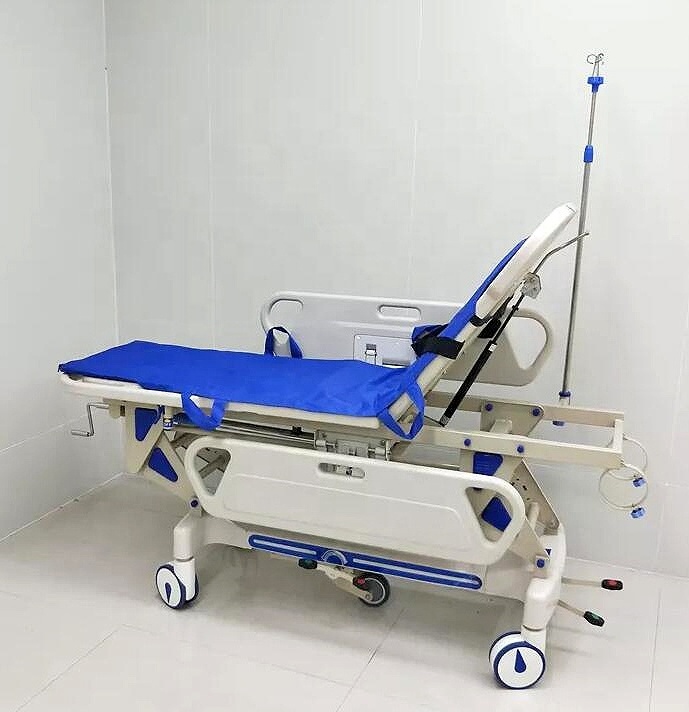 Hospital Medical Manual Stretcher Patient Transfer Trolley Medical Transport Bed