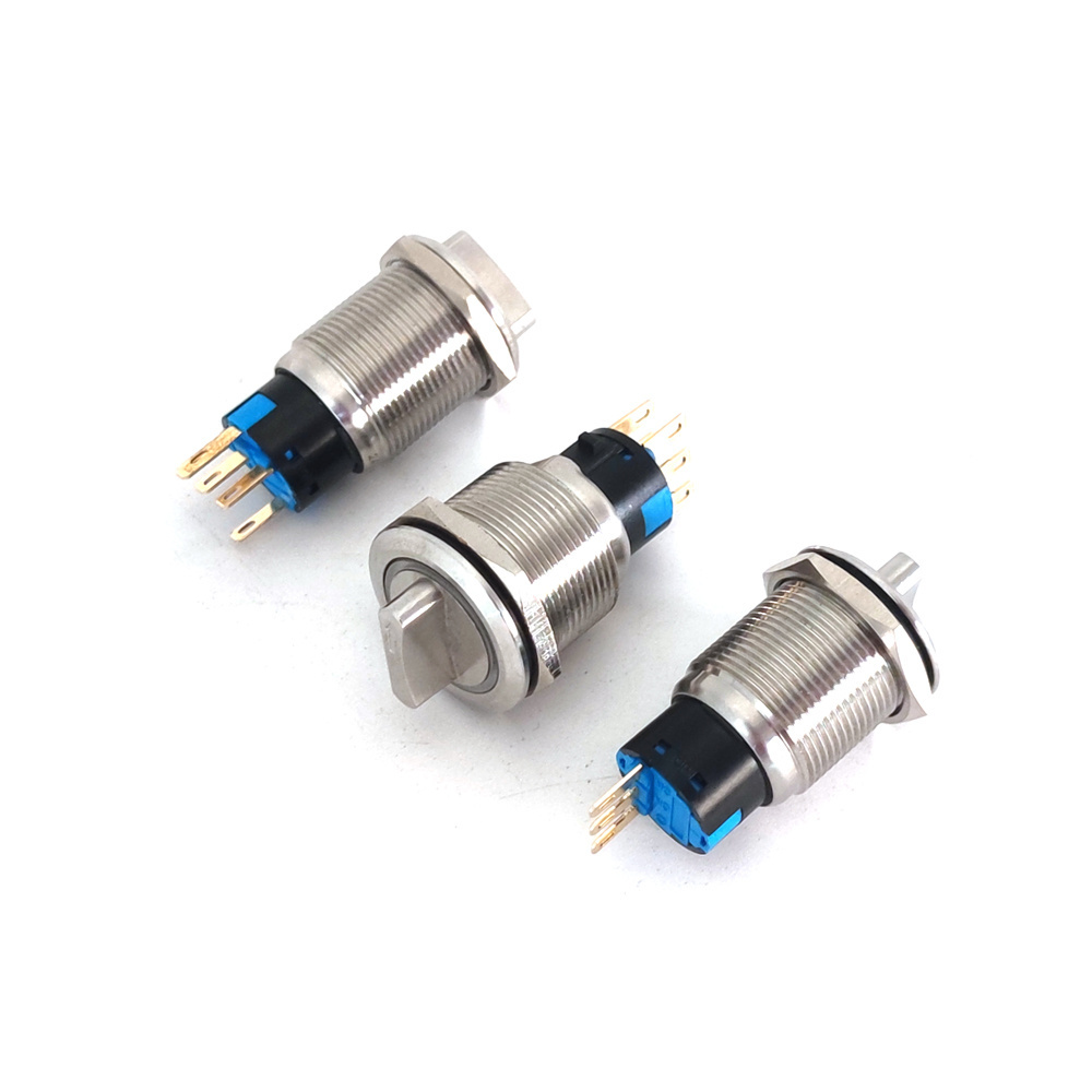 18mm 20mm 22mm Self-Resetting Latching Momentary Metal Rotary Selector Knob Start Rotary Push Button Switch