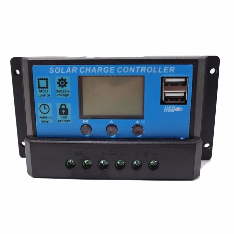 PWM 24V 12V Auto Solar Panel Battery Charge Controller 10A LCD Solar Collector Regulator with Dual USB Wholesale